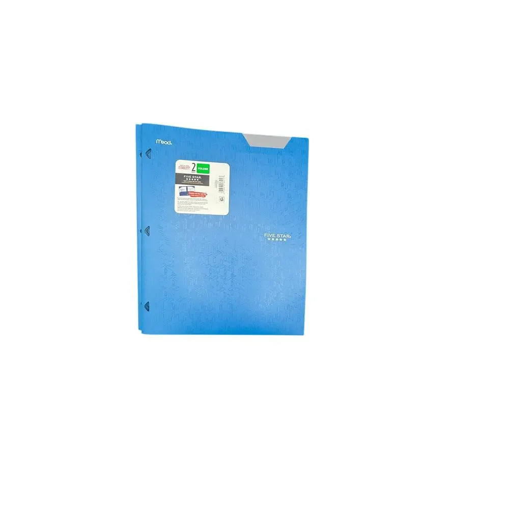 4 Five Star 2-Pocket Folder Stay-Put Folder, 3 Ring Binder. Teal/Blue -FAST SHIP